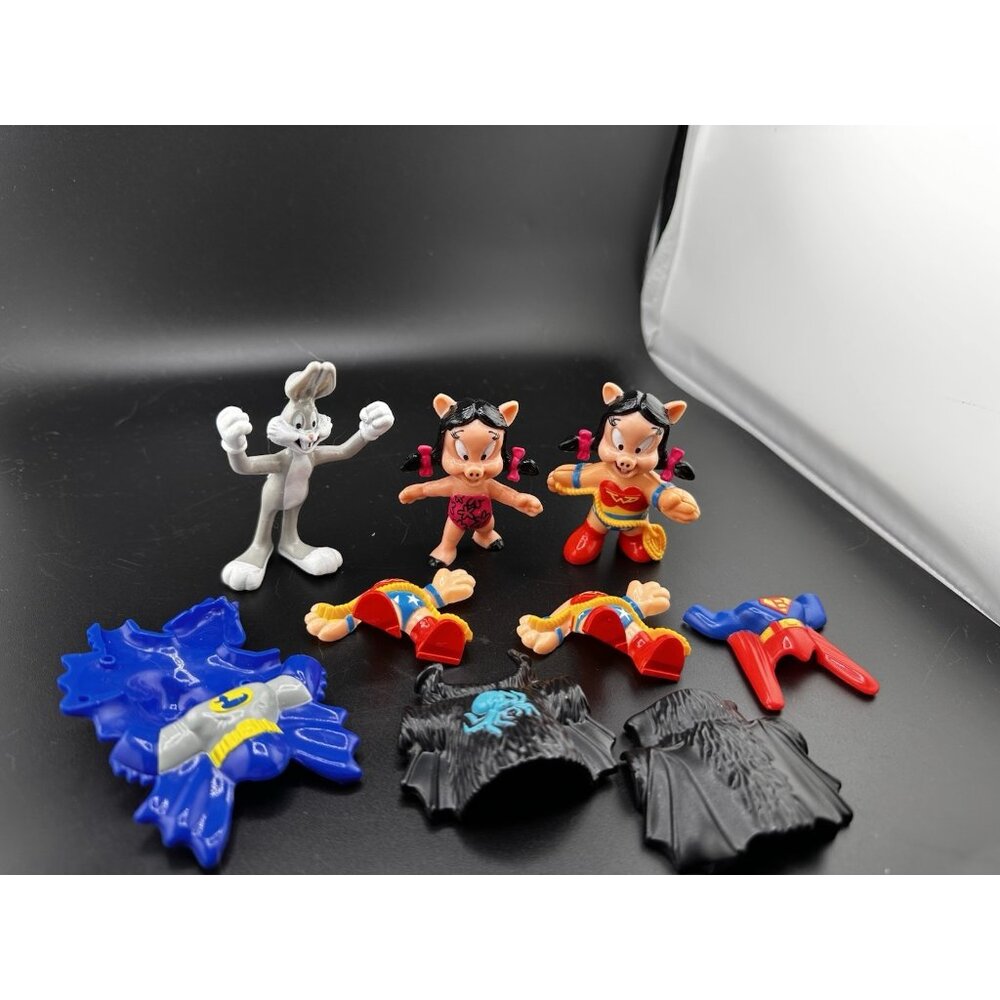 1991 McDonald's Looney Tunes Super Heroes Toys DC Bugs Bunny Petunia Lot Pieces